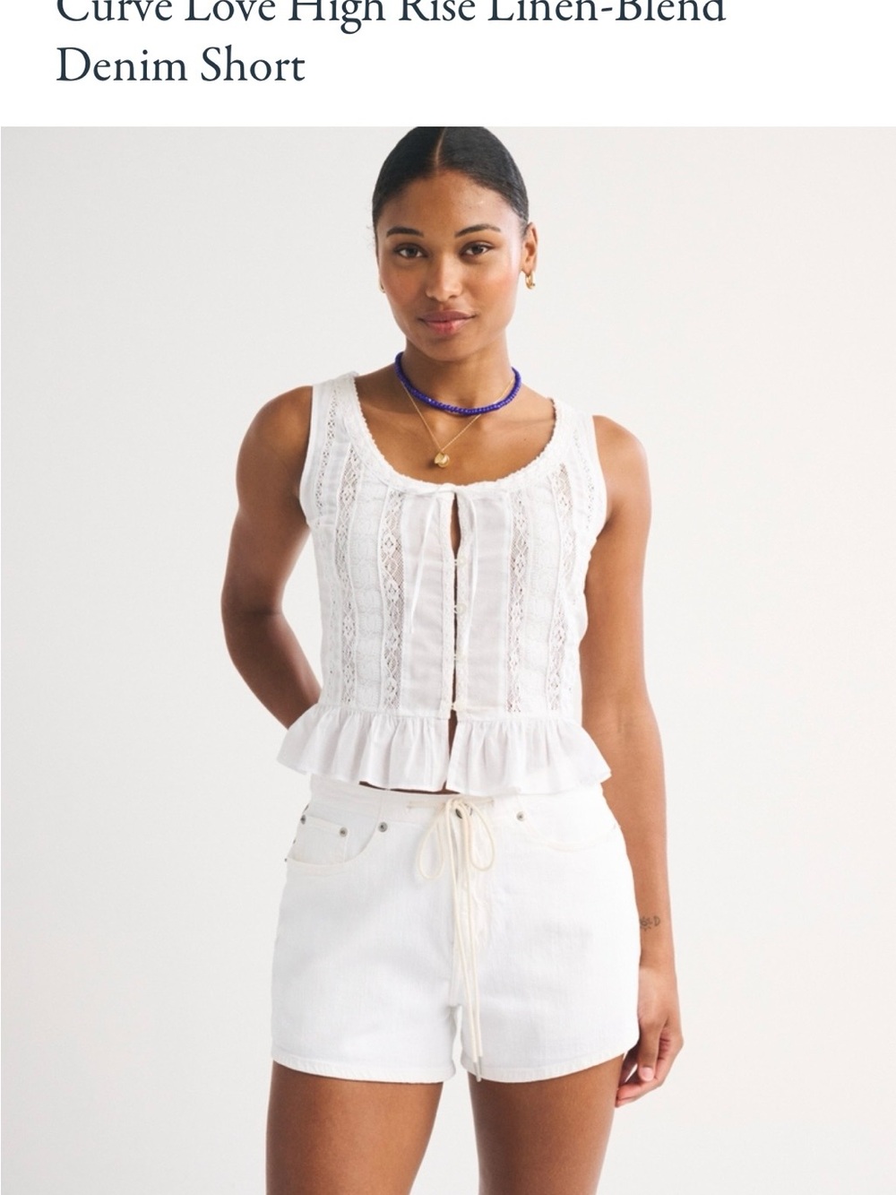 Abercrombie & Fitch White Denim Shorts - Picture 4 of 4